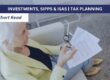 Older woman assessing paperwork sat on sofa