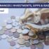 Pile of coins by a piggy bank