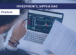 Screen with market trends and people analysing