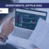 Screen with market trends and people analysing